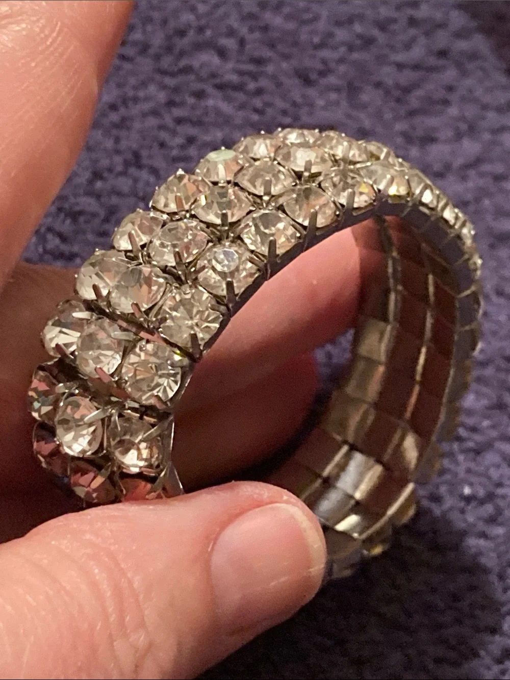 Clear Crystal Stretch Bracelet - Sparkling Silver Tone